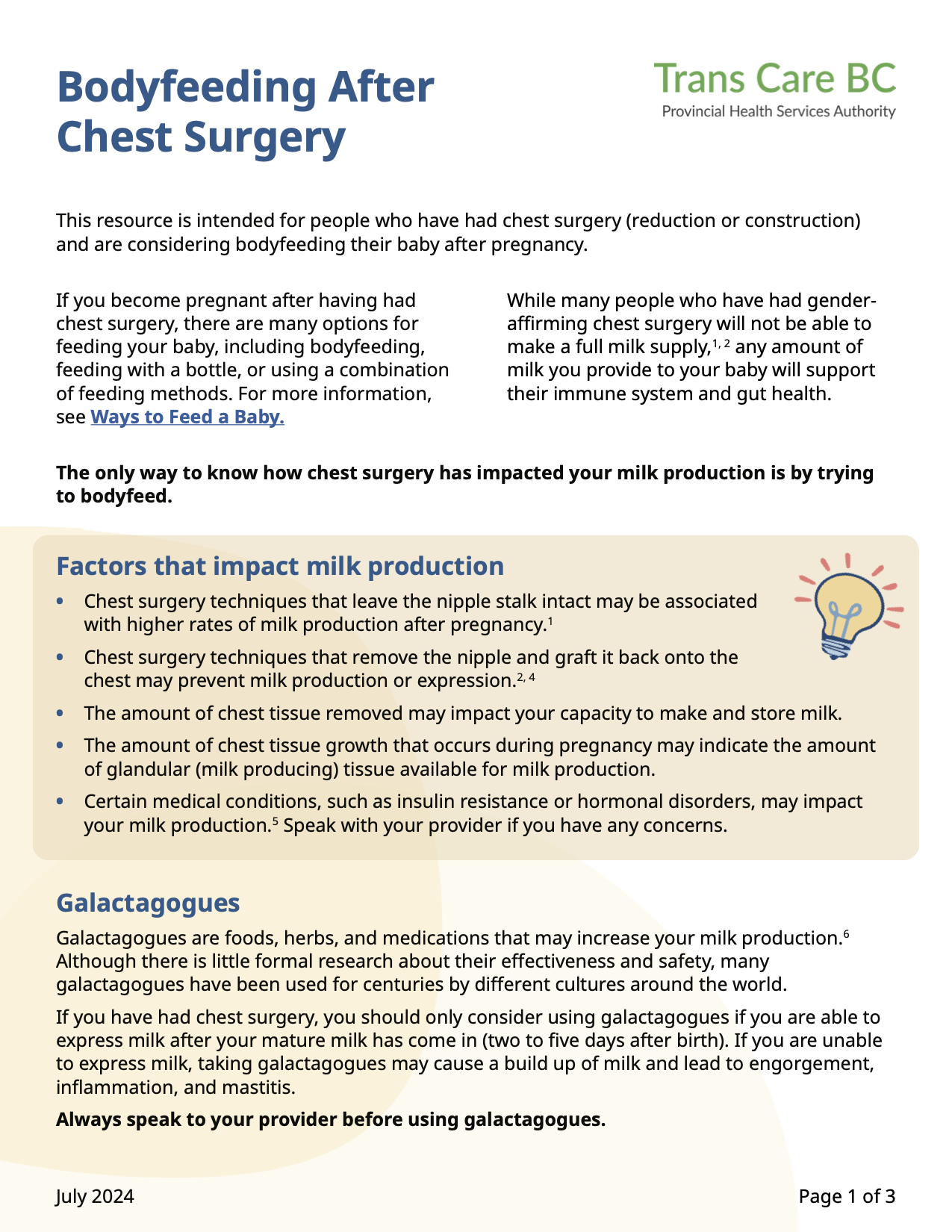 Bodyfeeding after Chest Surgery cover page